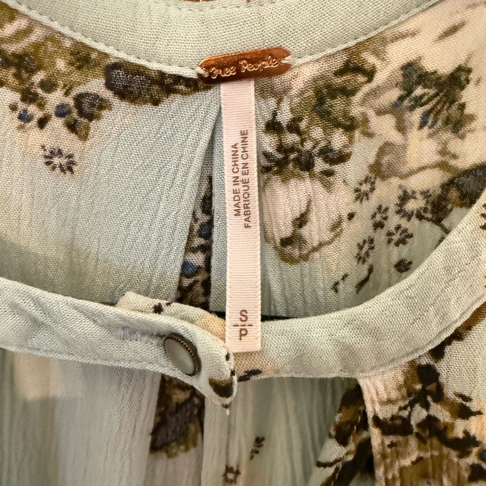 Free People Tree Swing Sleeveless Floral Mint Boho Flowy Tunic Tank Top Small - Picture 6 of 7